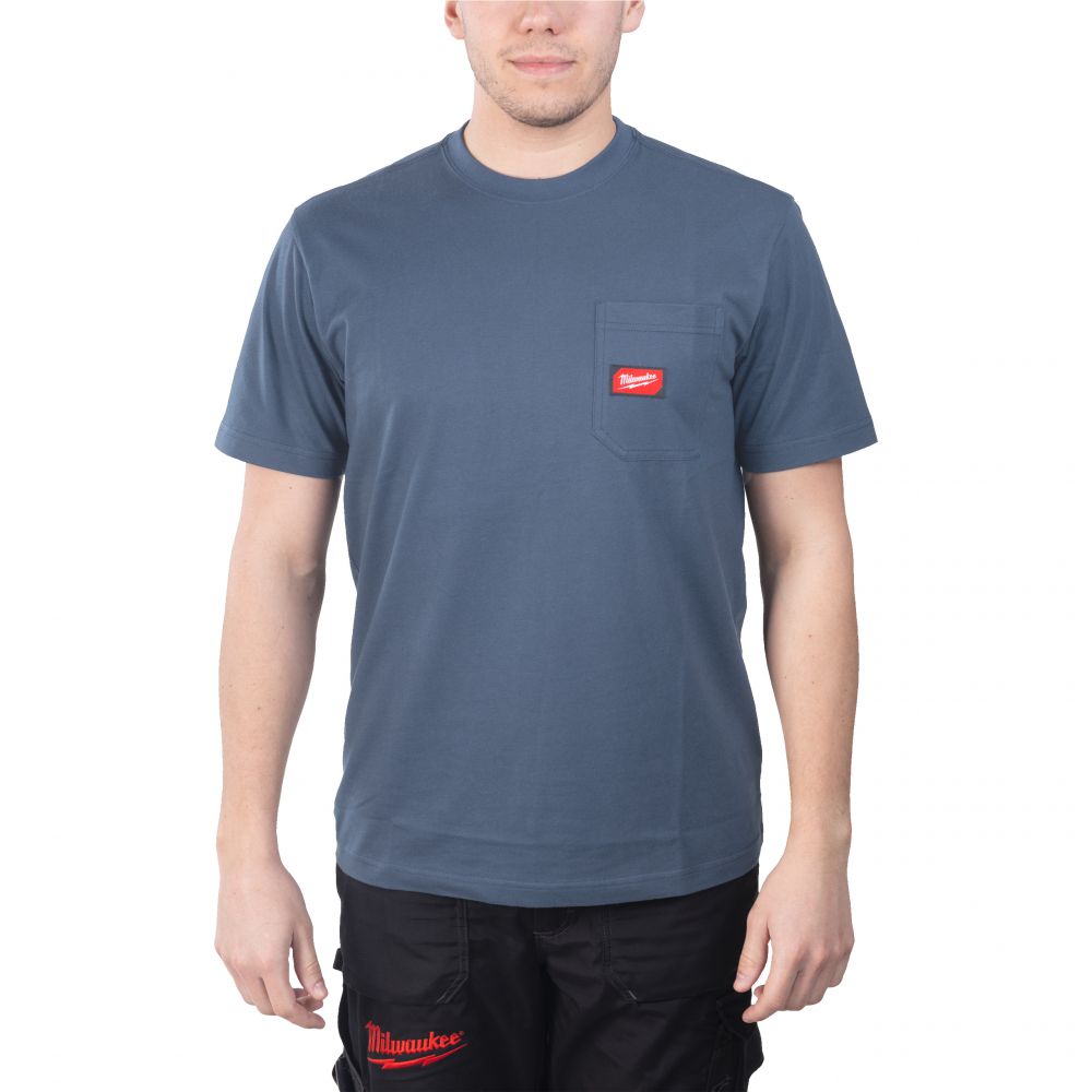 Arbeits-T-Shirt blau mit UV-Schutz 